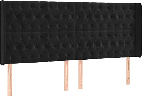 vidaXL Kopfteil mit Ohren Polsterkopfteil Betthaupt Bettkopfteil für Bett Bettgestell Schlafzimmer Bettzubehör Schwarz 183x16x118/128cm Samt