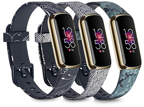 honecumi Kompatibel mit Fitbit Luxe Armband für Damen Herren, Silikon Ersatzarmband Buntes Klassisch Verstellbares Sport Uhrenarmband Ersatz für Fitbit Luxe Malerei Wechselbänder, Groß/Klein