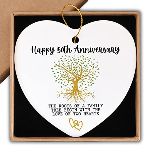 Regalo de Matrimonio de 50 Aniversario para Pareja, Adorno de 50 Aniversario, Placa de corazón, Aniversario, romántico, Pareja, Boda, Compromiso, Regalos para Ella, él, Esposa, Marido