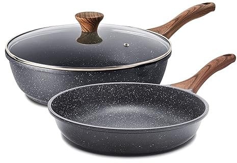 SENSARTE Swiss Granite Coated Non-stick Frying Pan, Omelette Pan, Healthy Cookware, PFOA Free (20.3 cm, 3.5QT)