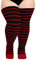 Moon Wood Oberschenkelhohe Socken für Damen, gestrickt, Baumwolle, extra lang, Halloween, Overknee-Socken, Beinstulpen, schwarz / rot, Einheitsgröße Mehr