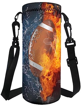 Tomeusey Rugby Football Water Bottle Carrier for Kids Child, Casual Insulated Large Capacity Water Bottle Pouch Sleeve for Outdoor Camping School