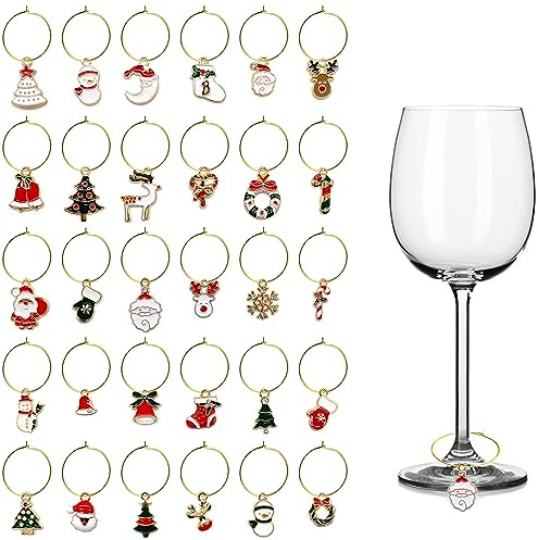 Niuhong 30 Pcs Weinglas Charms Ringe Glas Markierung Wiederverwendbare Wein Marker Glasmarkierung Glasmarkierer Party Weinglasmarkierer Glasmarker Markierer Anhänger Ring DIY