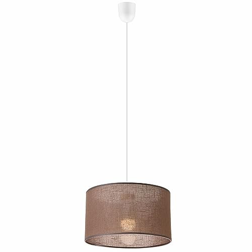 Licht-Erlebnisse Pendelleuchte Stoff Braun Ø 35 cm H: max. 70 cm verstellbar wohnlich Modern E27 Hängelampe Wohnzimmer Esszimmer Schlafzimmer