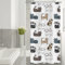 ASDCXZ Rideau de Douche Mince 120x180 cm, Chat de Dessin animé Mignon Enfants Blanc Lavables avec Oeillets Rideau Douche imperméable en Textile pour Baignoire avec 8 Crochets