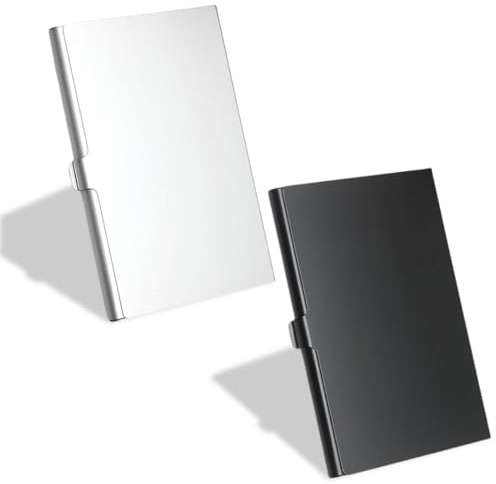 EODKSE Étuis pour Cartes de Visite, 2Pcs Porte-Cartes de Visite en Aluminium, Étuis pour Cartes de Visite en Acier Inoxydable, Porte-Cartes de Visite Super léger, Étui pour Cartes pour Femmes Hommes