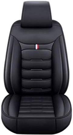 ELNas 5 Stück Auto Vorne und Hinten Sitzbezüge, für VW Golf Sportsvan 2015-2022 Wasserdichtes Leder Auto Sitzschutz Komplettset,Standard Version- Black