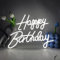 YUEYYNS Happy Birthday Neon Sign Blanc Enseigne Néon Lettre Neon Sign Décoration Néon Lumières USB Enseigne Lumineuse pour Chambre Bar Club Décoration de Fête D'anniversaire