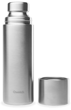 Qwetch - Thermo Isotherme Inox 750ml - Thermos avec Gobelet Inox Recyclé - 24h Froid et 12h Chaud - Etanche, Sans BPA & Idéale pour Café et Thé