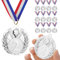 GeeRic Silbermedaille für Kinder, 12 Stück Gewinner Silbermedaille für Schule Kinder Sieger Medallien Super Medallien Podium Kindergeburtstag Kinder lieben Diese Medaille