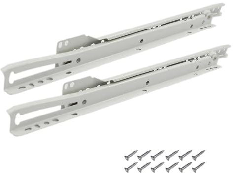 SAYOYO 1 Paar Schubladenführungen 350 mm, Teilauszug Ausziehbare Schubladenschienen, Rollenführungen mit 12 Schrauben, Tragfähigkeit 20kg, Weiß