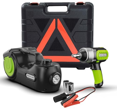 5 Tonnen 4-In-1-Elektro-Wagenheber (155–450 Mm/155–530 Mm), 12 V Elektrischer Hydraulik-Wagenheber + Elektrische Schlagschrauber-Luftpumpe (Led-Licht), Autoreparaturwerkzeug,450MM