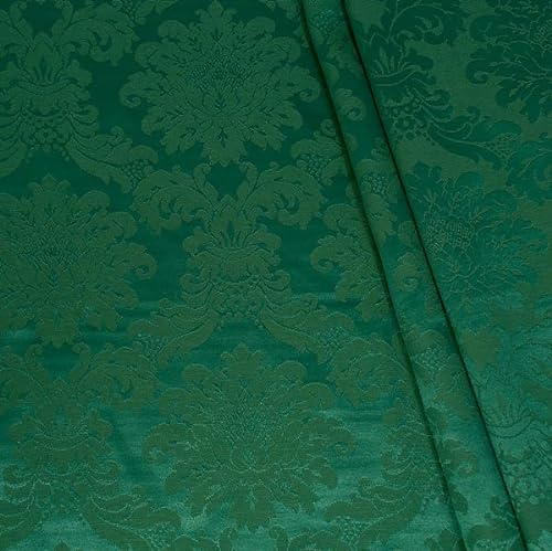 STOFFKONTOR Dekostoff Jacquard Damast Stoff Floral Barock - Meterware, Farbe Dunkel-Grün - zum Nähen von Kissenbezügen, Tischdecken, Deko, Gardinen, Bekleidung UVM.