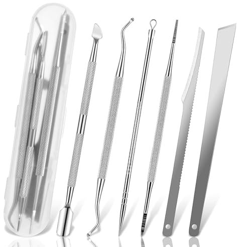 6 Stück Nagelhautschieber Eingewachsene Zehennägel Fußpflege Set Pediküre Eckenheber und Nagelfeile Edelstahl Maniküre Nagelfeile Werkzeuge für Hand Füße
