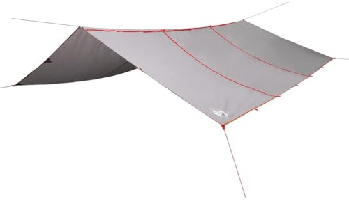 vidaXL Tarp, Wasserdicht Zeltplane, Sonnensegel Abdeckplane für Hängematte, Regenschutz Sonnenschutz für Outdoor Camping Picknick Festival, Grau Orange 420x440cm