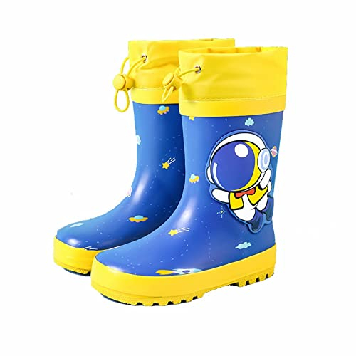 Stivali di gomma da ragazza, a gambo lungo, antiscivolo, impermeabili, per bambini, unisex, per la pioggia, per la primavera, l'estate, per bambini 2-10 anni, Blu, 33 EU