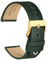 WOCCI 18mm Antikes Uhrenarmband für Herren, Sattelleder, Goldener Schnalle (Armeegrün)