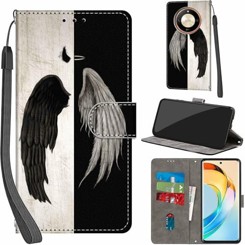 Haninsuze Cover per Honor Magic 6 Lite 5G Custodia Cover Pelle Libro Portafoglio con Porta Carte Magnetica Protezione Antiurto Cuoio Flip Case Custodia per Honor Magic 6 Lite, ala