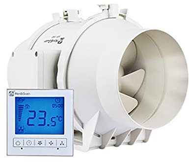 Loobiiny Rohrventilator Regelbarer Rohrlüfter Abluftventilator Leise 530m³/h Ventilator Duct Fan Turbo Motor 3-Gang-Steuerung Leise für Küchen Badezimmer Belüftung