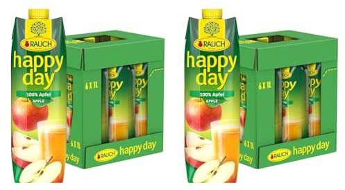 Rauch Happy Day Apfel | aus 100% Apfelsaftkonzentrat | handverlesen und köstlich erfrischend | 6x 1l Tetra Prisma (Packung mit 2)