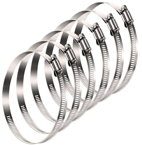 LOOTICH Abrazaderas de Conductos de Acero Inoxidable Ø 118-140 mm para Tubo Flexible 5 Pulgadas Conducto de Aire de Ventilación Sistemas Abrazaderas de Manguera 6 Piezas