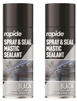 DIOXSTAR Black Spray, Seal Mastic Black Spray, Repair Cracks Roofs Window, Waterproof Barrier, Suitable for Variety, Long-Term Protection, Simple Application, 300ml, (2 PCS)