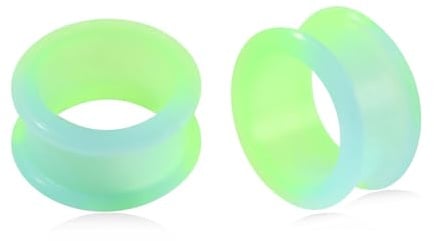 Longbeauty Hart Silikon Flesh Ear Tunnel Hollow Ohr Plug Double Flared Flexibler Ohr Expander Ohr Piercing, Türkis & Grün, 25MM