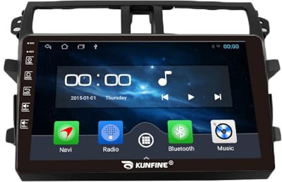 Kunfine Car CarPlay Android Auto Navigation Stereoanlage GPS Radio Rückfahrkamera Display 9 IPS Touchscreen Haupteinheit Tablet Pad Media Player für Suzuki Celerio Alto 2014-2018, Quad Core 2G+64G