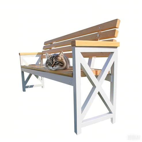 Gartenbank Sitzbank Outdoor Holz Sitzbank Outdoor Bank mit Seitenelementen aus Stahl 2-Sitzer Gartenbank Parkbank Eisen Bank Blumenbank(Light Color,100cm/39in)