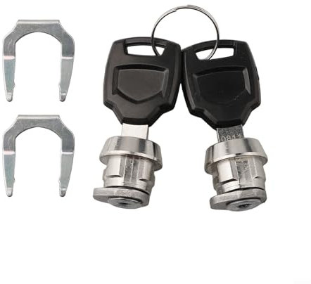 für Motorrad Kofferraum Schloss Zylinder Set mit 2 Schlüsseln Metallgehäuse für Sicherheit Universell Passend für die Meisten Motorräder Einfacher Austausch Schwarz & Silber