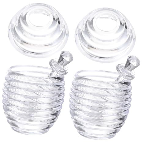 Holibanna 2pcs Honey Pots Spoons Acrylic Honey Bottles for Storage Sealed Food Containers