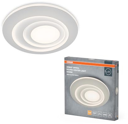 OSRAM ORBIS Spiral RD CL LED Ceiling Light 505mm, White, 42W, 4000lm, Warm White Light Color, Effective indirect and Direct Light Distribution, Long Life, Round, IP20, 3000K.