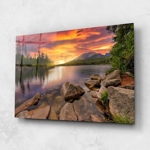 ARTHUB® Glasbild 80x120 cm, 4mm ESG | Moderne Wandbilder aus Glas für Wohnzimmer & Schlafzimmer, Wanddekoration, Wohnkultur, Landschaften, Tatra View