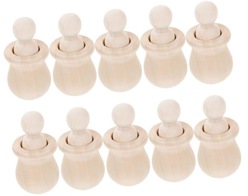 WEKAMOS 10 Holzfiguren zum Bemalen für Kinder Bastelprojekte | Unbehandelt mit Glatter Oberfläche, für Selbstgemacht Painting Arts und Wohnraumdekoration, Khakifarben