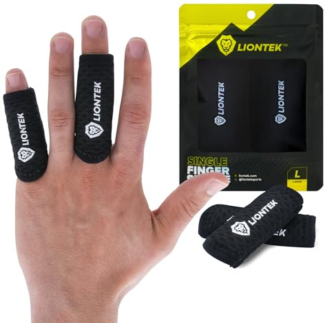 LIONTEK Single Flow Finger Sleeve V3 Pair — Joint Support & Compression for Activity, BJJ, Fitness, Volleyball, Basketball, and More (Large)