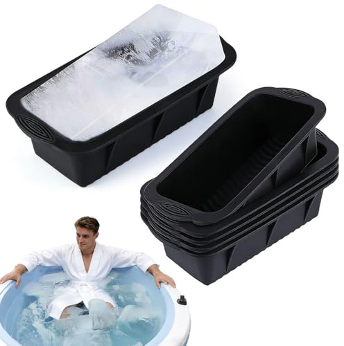 6 PCS Large Ice Cube Tray, KUWUNG Large Ice Cube Moulds for Ice Bath, Silicone Big Ice Cube Moulds for Freezer, Easy Release Reusable Giant Trays for Ice Bath Cold Plunge Tub or Coolers (Black)