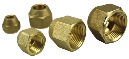 Tuerca de cobre for junta de cobre, rosca en PULGADAS, for aire acondicionado, tubo de cobre, tuerca de tubo de aluminio, 10 unidades(3 8)