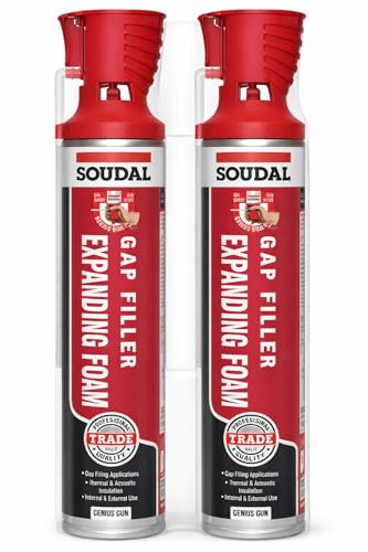 Expanding Gap Filler Foam 600ml – Genius Gun PU Insulation Foam for Sealing Gaps & Cavities, High Thermal & Acoustic Insulation (Pack of 2)