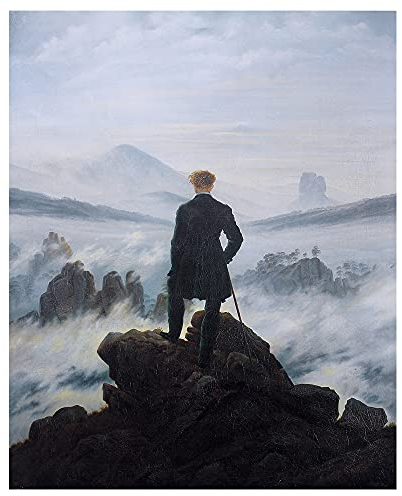 Legendarte Caspar David Friedrich Der Wanderer über dem Nebelmeer Kunstdruck auf Leinwand, cm. 80x100