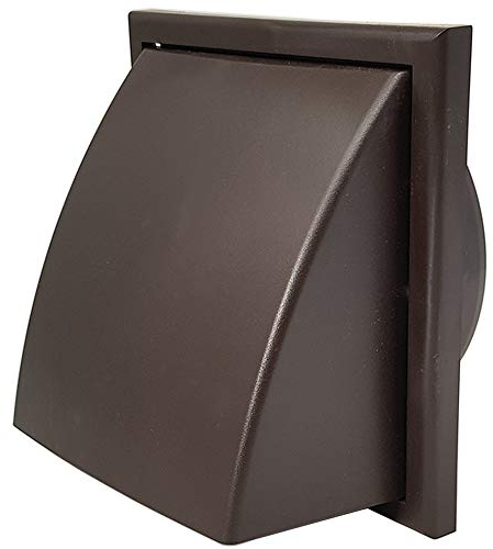 Kair Brown Cowled Outlet Grille 183mm External Dimension Wall Vent with 150mm - 6 inch Round Rear Spigot and Wind Baffle Backdraught Shutter