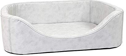 CopcoPet Hundebett kleine Hunde - Hundekissen Oval - Hundekorb Waschbar mittelgroße Hunde - Körbchen Hund mit erhöhte Ränder - Abnehmbarer, waschbarer Bezug 80 x 60cm in Weiß, Dog Bed Small