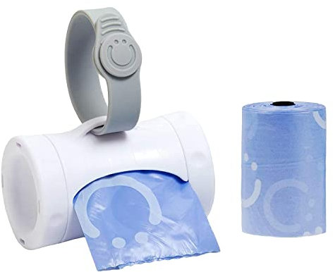 Ubbi Dispensador de bolsas retráctil para viajes de bebé, accesorio imprescindible para recién nacidos, artículo útil para bebé, regalo para bebé, aroma a lavanda, color blanco