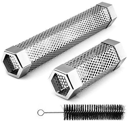 BEWAVE Pellet Smoker Tube for All Grill Electric Gas Charcoal or Smokers Hot/Cold Smoking, Free Tube Brush, 6 & 12 Inch
