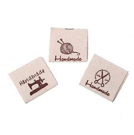 BYFRI 50pcs Handgemachte Stoff Etiketten Tags Baumwollkostüm Bekleidung Labels Textiletiketten Handmade Etiketten Für DIY Nähen Kleidung
