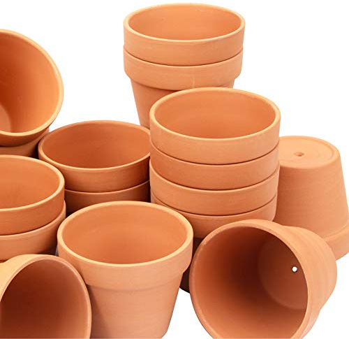 CFKJ Lot de 26 Pots de Fleurs de 10,2 cm en Terre Cuite avec Trou de Drainage pour Cactus, Fleurs, Plantes Grasses, Jardin en Terre Cuite