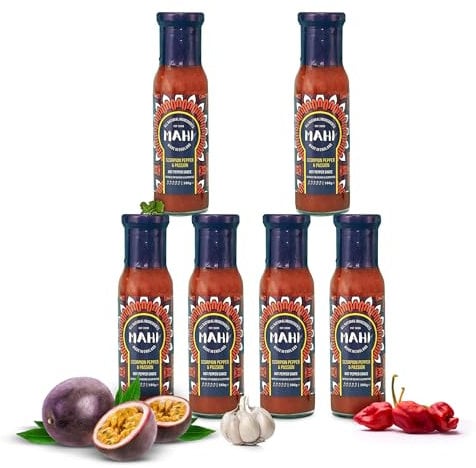 MAHI Hot Chilli Sauce - Scorpion Pepper & Passion Extra Spicy Sauce | 6x Pack | Vegan & Gluten Free | No Artificial Colours or Flavours | Extra Hot With Trinidad Scorpion Peppers (6x 165g Bottles)