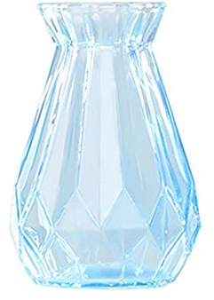 Koomiao Blumenvase Glasvase Moderne Glas Vase Blumentopf für Heimdekoration, Wohnzimmer, Tisch, Büro, Geschenke (Groß, Blau)