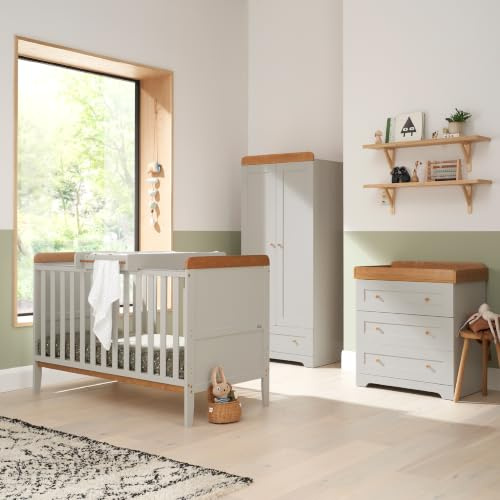 Tutti Bambini Rio 3 Pc Nursery Set, Cot Bed, Changer & Wardrobe, Dove/Oak