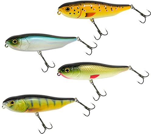4 Seika Pro Wobbler Toyama 9,5cm 14g - Köder Set fürs Oberflächenangeln auf Barsch, Rapfen & Hecht, Stickbait zum Kunstköderangeln