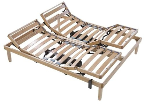 Baldiflex - Rete Elettrica Singola 80x200 cm Ortopedica Regolabile, Natural, Alzata Elettrica, Telaio e doghe in Legno Naturale di faggio